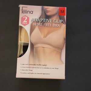 NIB, FELINA Bra {2}, Adaptive Cup Wire Free, Size W-Med, 1 Black, 1-Beige, Gift